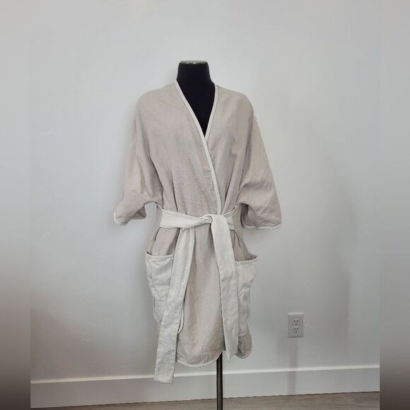 SCHAI Overcoat Linen Cotton Neutral Minimalist Lagenlook Oatmeal Oversized Small - Picture 11 of 16